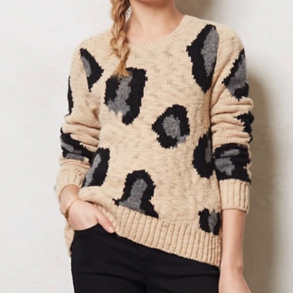 Anthropologie Sleeping on Snow leopard sweater